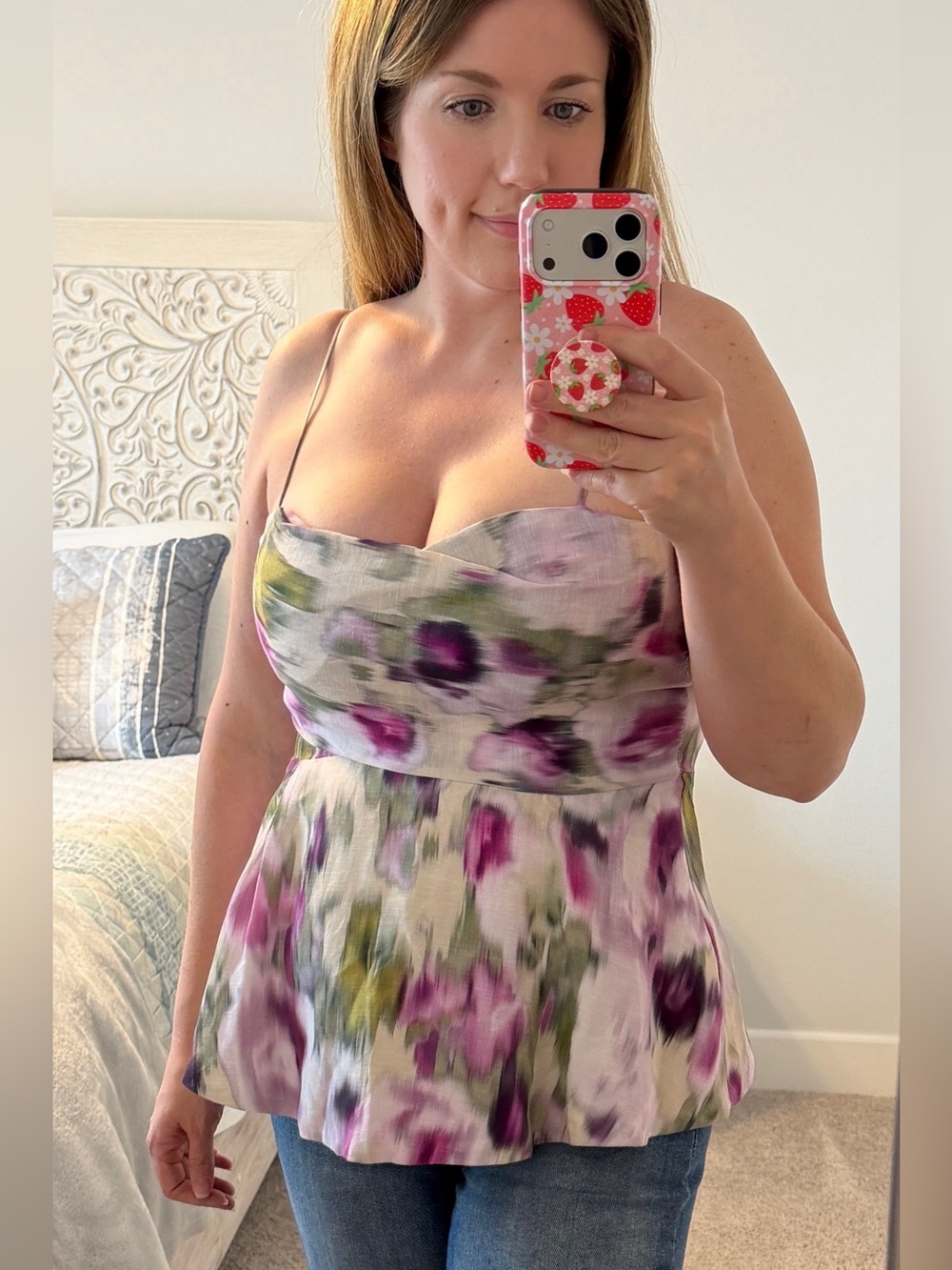 Muse by Marchesa Strapless Floral Peplum Top